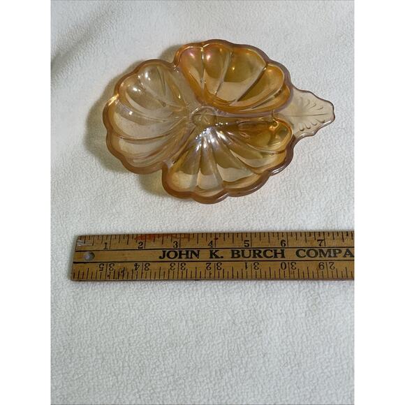 VTG Jeannette Glass Marigold Carnival Glass Doric Pattern Clover Nut Dish - Picture 6 of 6